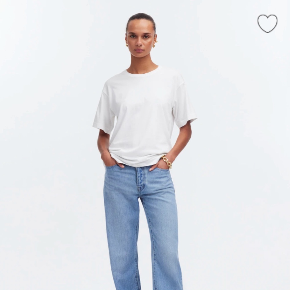 Madewell Cotton Relaxed Oversized Tee • size small • NS162 • NWT • eyelet white